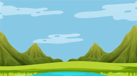 Free Vector | Meadow landscape with mountain background