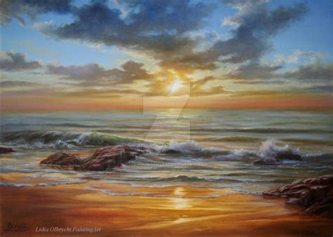 Seascape Sunset/ oil painting by LidiaOlbrychtArt on DeviantArt