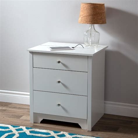 White Nightstand with Charging Station and Drawers - Vito | White ...