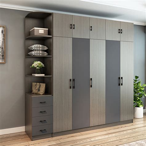 China Cheap Modern Bedroom Cloth Wardrobes Furniture Grey Melamine ...