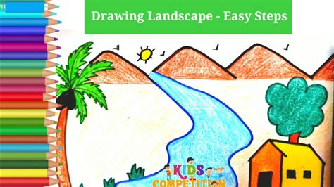 Kids Drawing Landscape for class1/class2 || Drawing topics for Primary Children Competition ...