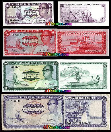 Gambia banknotes - Gambia paper money catalog and Gabian currency history