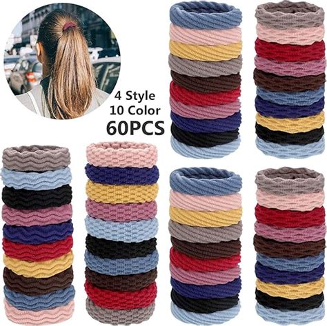 60 Pieces Seamless Cotton Hair Ties Elastic Hair Ties Ponytail Holders ...