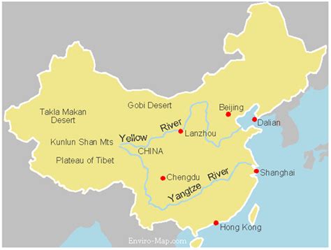 China’s Yangtze and Yellow River Map | World Maps Enviro-Map.com