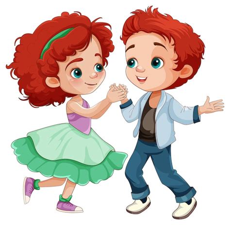 Free Vector | Cute couple kids dancing together