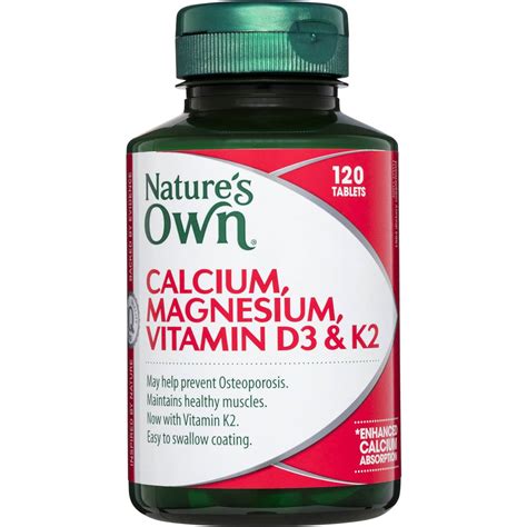 Nature's Own Calcium, Magnesium, Vitamin D3 & K2 120 Pack | Woolworths