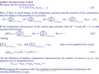 Lect. 3 gibbs helmholtz equation, chemical potential, gibbs duhem equation | PPT