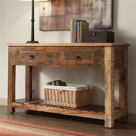 Reclaimed Wood Rustic Console Table Coaster Furniture | Furniture Cart | Reclaimed wood console ...