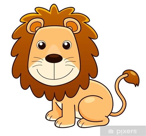 Poster illustration of Lion cartoon Vector - PIXERS.CO.NZ