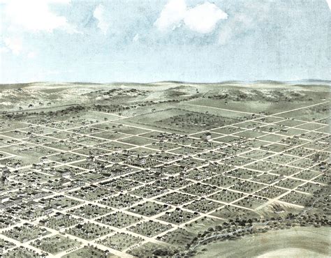 Nebraska City, Nebraska in 1868 - Bird's Eye View Map, Aerial, Panorama ...