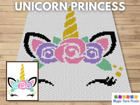 Unicorn Princess C2C Crochet Pattern & Free Graph - Magic Yarn Pixels