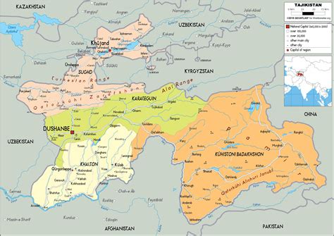 Tajikistan Map (Political) - Worldometer