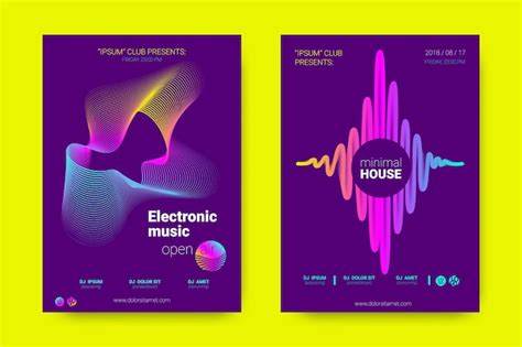 Premium Vector | Music flyers templates electronic sound festival brochures