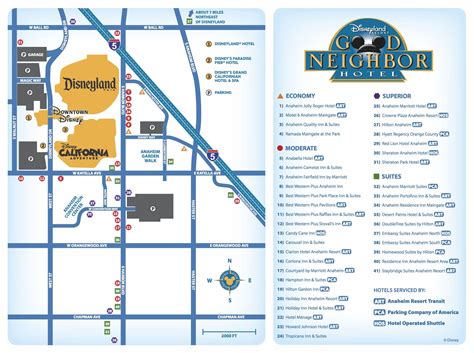 Good Neighbor Hotels Map | Disneyland hotel, Disneyland good neighbor ...