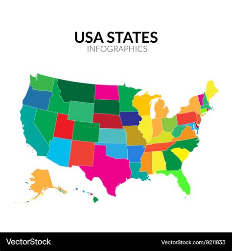 Colorful america usa map with states Royalty Free Vector