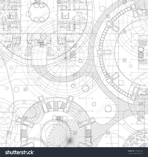 Architectural Blueprint Vector Drawing Background Stock Vector (Royalty ...