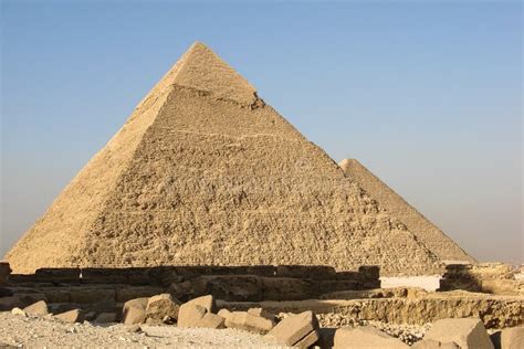 Pyramids of Khafre (Chephren) and Menkaure. Giza. Egypt Stock Image - Image of exterior, desert ...