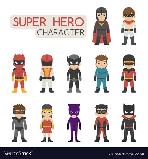 Set of super hero costume characters Royalty Free Vector