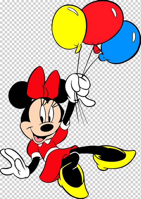 Disney Minnie Mouse holding balloon, Minnie Mouse Mickey Mouse Balloon, mini, mouse, cartoon, f ...