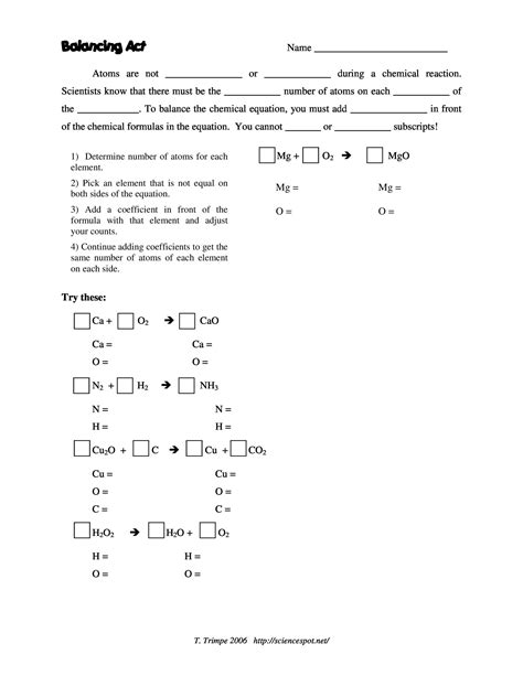 49 Balancing Chemical Equations Worksheets [with Answers]