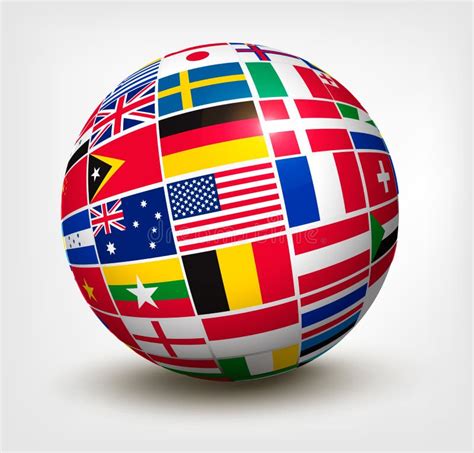 Flags of the World in Globe. Stock Vector - Illustration of america, render: 33069845