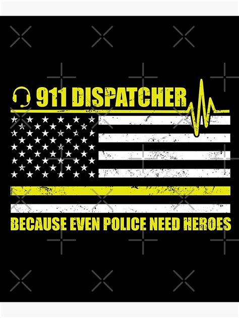 "911 Dispatcher Week USA Flag Thin Gold Line Heroes Headset" Poster for ...