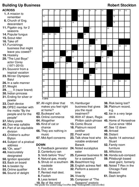 Printable January Crossword Puzzles - Printable Crossword Puzzles