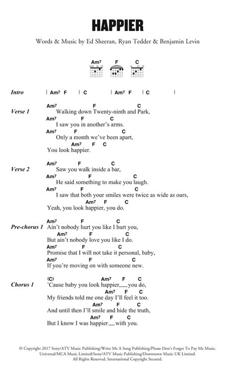 Happier by Ed Sheeran - Guitar Chords/Lyrics - Guitar Instructor