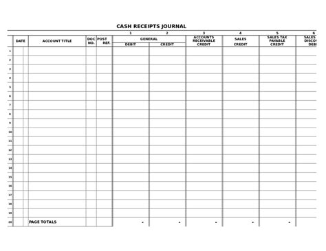 cash receipt journal template excel