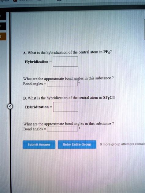 SOLVED: What is the hybridization of the central atom in PF5? Hybridization What are the ...