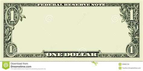 Blank one dollar bill. Clear 1 dollar banknote pattern for design ...