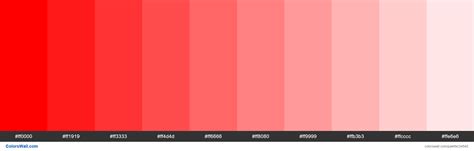 Tints of Red #FF0000 hex color - ColorsWall