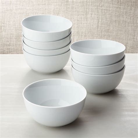 White Porcelain Cereal Bowls Set of 8 | Crate and Barrel