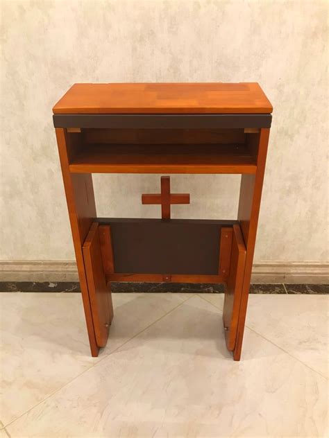 Church Prayer Kneeler Bench Stool Tabletop Padded Folding Wooden Cross ...