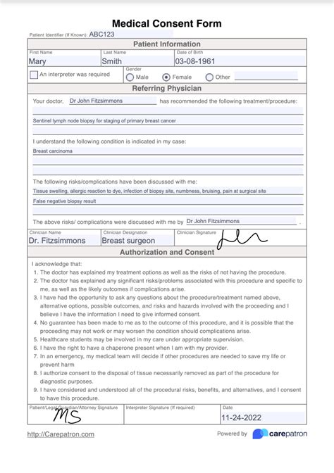 Medical Consent Form Template & Example | Free PDF Download