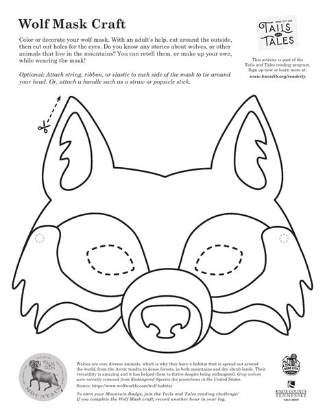 Wolf Mask Craft Template Download Printable PDF | Templateroller