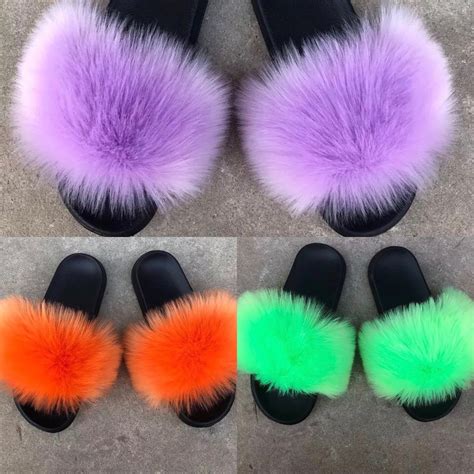 Faux Fur Slippers | Etsy