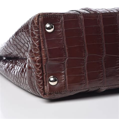 GUCCI Crocodile Tote Bag Brown 382336 | FASHIONPHILE