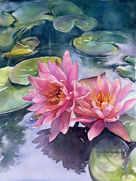 Lotus Reflections - Original Watercolor Painting by Yvonne Hemingway ...