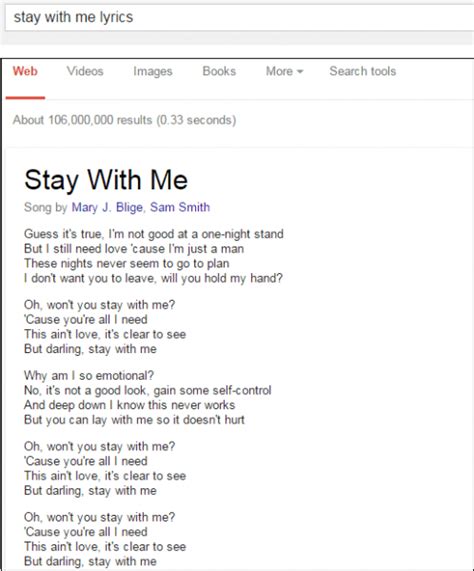 Google Now Shows Song Lyrics in Search Results | CouncilSoft