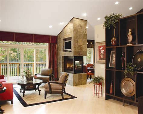 Three Sided Fireplace Home Design Ideas, Pictures, Remodel and Decor