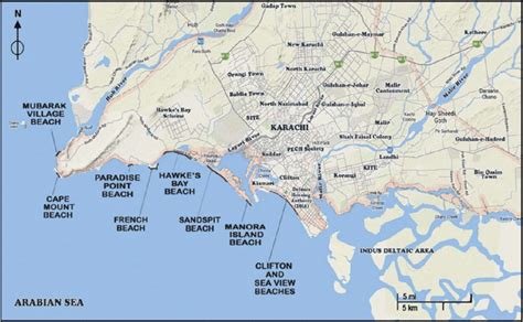 Names and locations of the main beaches in Karachi, Pakistan ...