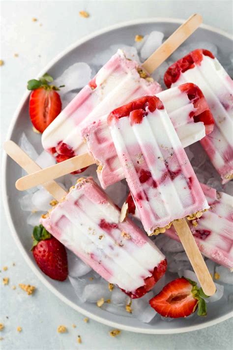 Strawberry Yogurt Popsicles with Granola | Jessica Gavin