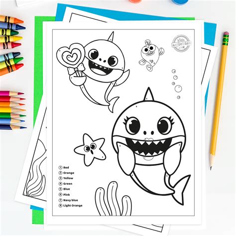 Free baby shark color by number printables – Artofit