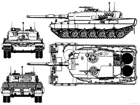 Leopard II blueprints free - Outlines