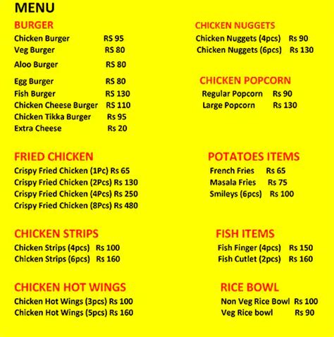 Menu at Wow Chicken, Kolkata, 43 B