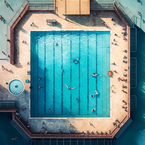 Large Sports Pool with Clear Water Top View, Stock Illustration ...