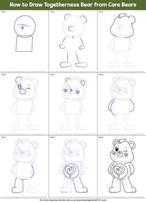 How to Draw Togetherness Bear from Care Bears printable step by step ...