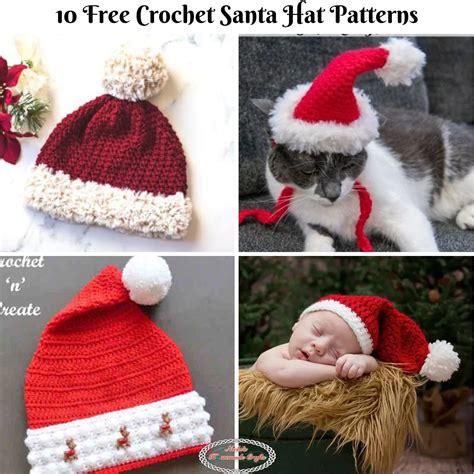 10 Easy Free Crochet Santa Hat Patterns for Christmas - Nicki's Homemade Crafts