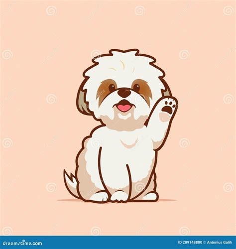 Cartoon Illustration Of Shih Tzu Dog Cute Pose. Vector Illustration Of ...